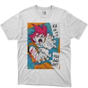 camiseta de goku super saiyan god kamehameha