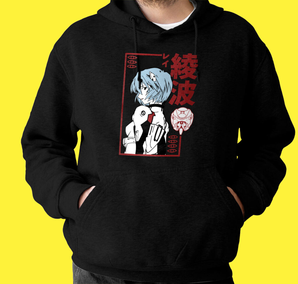 Sweat à Capuche Unisexe Rei Ayanami – Neon Genesis Evangelion Hoodie Imprimé De Qualité, Cadeau Fan Anime