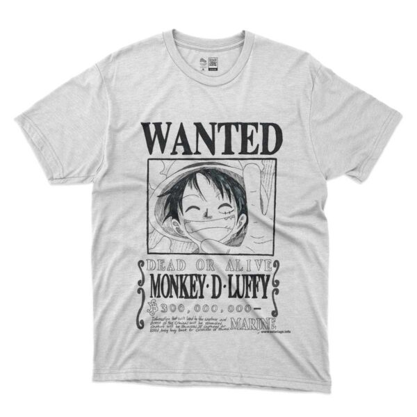 camiseta cartel se busca luffy