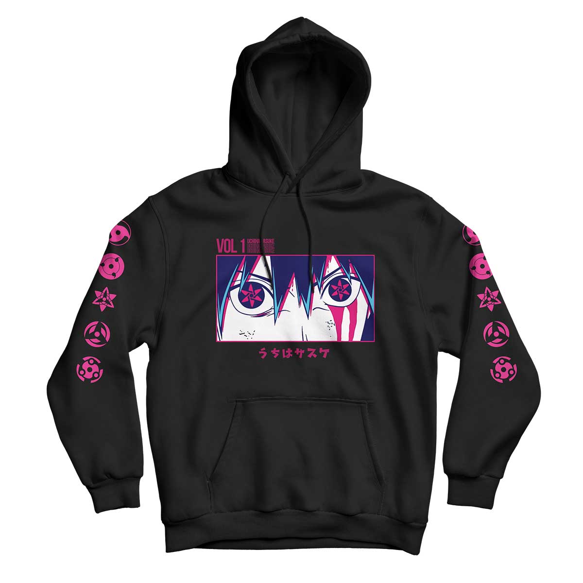 Sweat à Capuche Naruto Shippuden Sasuke Uchiha - Logo Avant Et Arrière, Coupe Classique