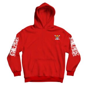 hoodie con capucha monkey de luffy roja